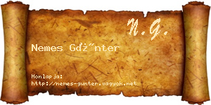 Nemes Günter névjegykártya